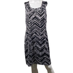 Kim Rogers Dress Womens Petite Large Chevron Dot Sleeveless Embellished